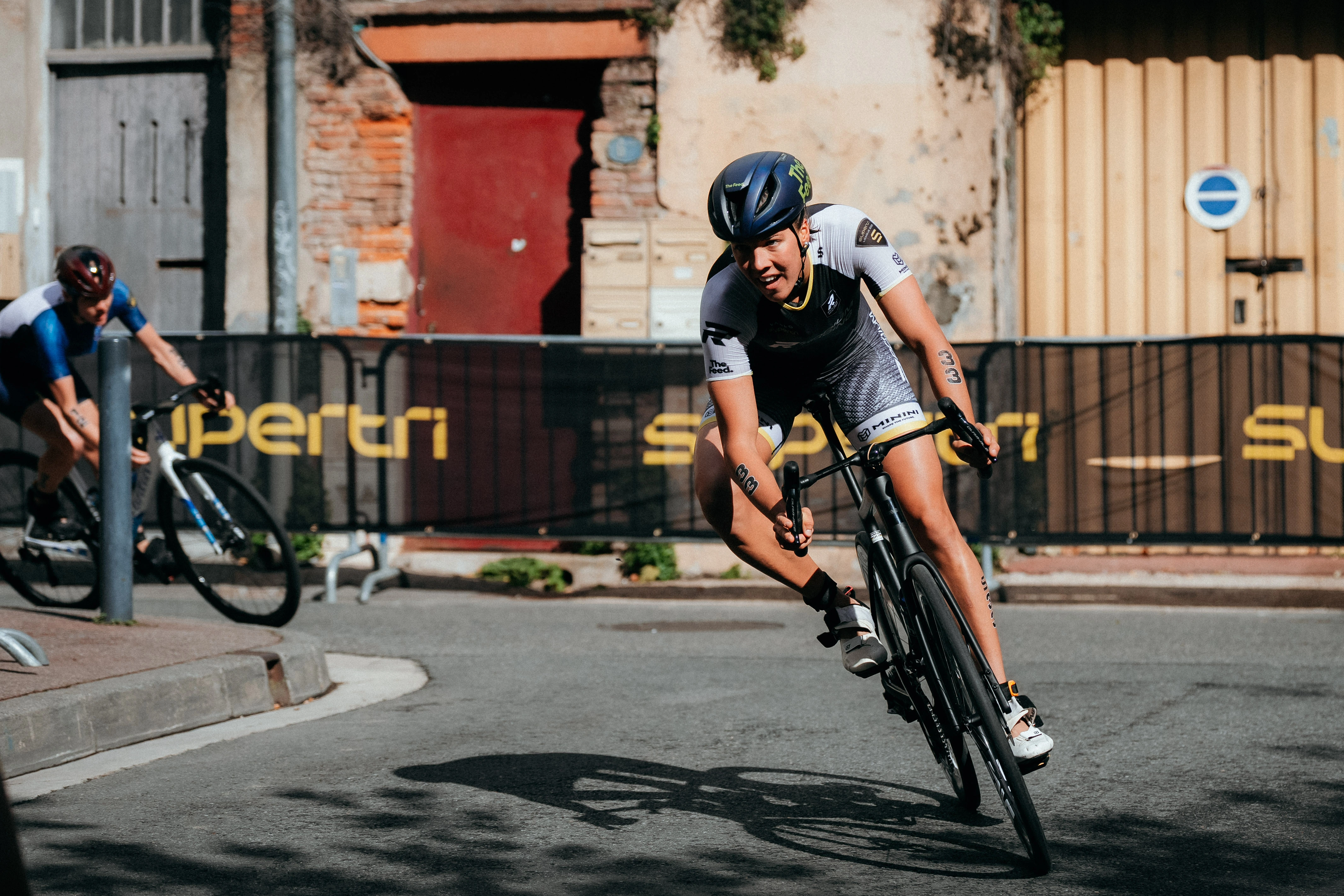 Supertri cyclist racing